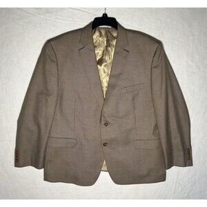 Lauren Ralph Lauren Brown Houndstooth 2 Button Suit Jacket 46S EUC